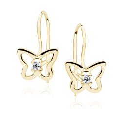 Cercei argint placati cu aur galben fluture cu piatra si tortita DiAmanti Z0695JG_W-DIA (Argint 925‰ 1,5 g.)